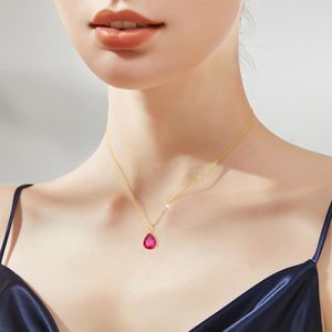 SGARIT Collares de Oro Sólido de 14K con Piedras Preciosas de Nacimiento para Mujer, Delicado Colgante de Piedra Preciosa de Nacimiento en Forma de Pera de 3 Quilates - Product Image 5