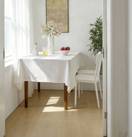 Nappe en coton blanc, ambiance simple, nappe de table en pur coton, nappe de dessert française, personnalisable