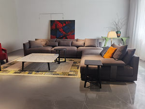 أريكة فاخرة تصميم إيطالي لغرفة المعيشة, أريكة من القماش على شكل حرف L باللون الرمادي - Product Image 5