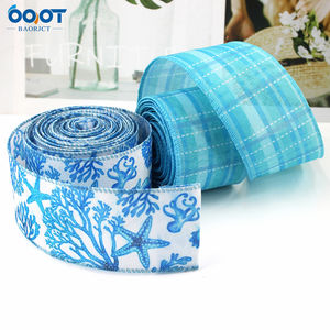 ים, כוכב, אלמוגים, אלמוגים, חתוך חוט, סרוג, סרט כחול דמוי פשתן בהשראת אוקיינוס עם קשת, אריזת מתנה - Product Image 3