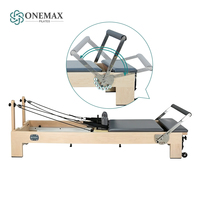Reformer en bois d'érable de qualité commerciale ONEMAX avec tension réglable pour studio de Pilates, yoga et entraînement physique - Garantie 10 ans