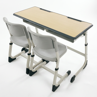 Ensemble de bureau et chaise pour étudiants en acier anti-collision, ergonomique, hauteur réglable, empilable, design moderne pour une utilisation en classe