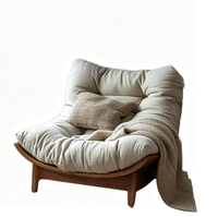 Fauteuil de salon moderne en bois massif avec rembourrage doux, fauteuil individuel pour salon, chambre, hôtel et villa, décoration intérieure