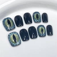 Faux ongles à presser en acrylique, design 3D, courts, carrés, amande, squoval, peinture aérographe