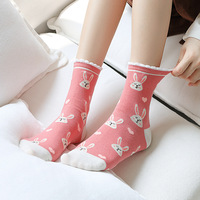 Chaussettes décontractées mi-mollet pour femme, motif lapin de dessin animé mignon, absorbantes, drôles, pour Pâques, collection automne 2026