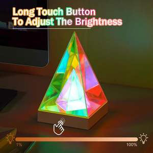 LED Pyramid Night Light Acrylic RGB Decorative Desk Lamp with Remote Control <b>Game</b> Room Bedroom Bedside Creative Decorative Light - Product Image 5