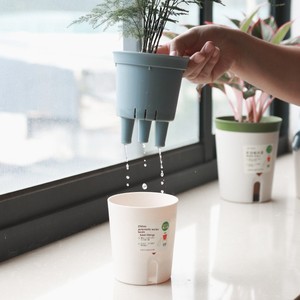 Pot de fleurs à arrosage automatique en résine plastique, grand, moyen, petit, rond, pour plantes d'intérieur, usage domestique - Product Image 3