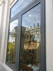 Cadre de fenêtre en fer forgé de style français avec design vertical en acier, isolation thermique et support de projection 2D/3D en noir et blanc - Product Image 3