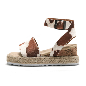 Girls Cow Sandals Children's High Heels Shoes Kids Sandals Summer Baby Catwalk Princess Shoes - Product Image 2