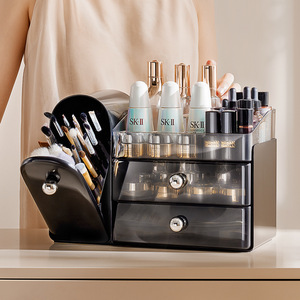 Cosmetic Storage <b>Box</b> Drawer Style <b>Makeup</b> Organizer With Brush Holder Desktop Organizer For Skincare And <b>Makeup</b> Tools - Product Image 4