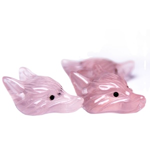 En gros Petite Taille Taillée Rose <span class=keywords><strong>Cristal</strong></span> <span class=keywords><strong>Quartz</strong></span> 23*33mm Tête de Renard Décoration - Product Image 1