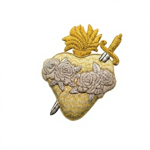 Best Design Custom Handmade Embroidery Bullion Wire Badges High Quality 3D Embroidered Patches Safety <b>Pin</b> Canvas Fabric - Product Image 1