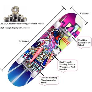 Patineta Eléctrica Longboard para Adultos, Tabla de Madera de Arce con Diseño Single Rocker de 31 Pulgadas, Rodamientos ABEC-7, Fundición por Gravedad, Carga Máxima de 150 kg - Product Image 6