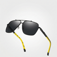 Lunettes de soleil tendance en métal à double pont, protection UV400, monture carrée, pour la conduite, la plage, les voyages, style rétro, pour hommes