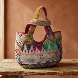 New Trend Eco Friendly Cotton Vintage Tote <b>Bag</b> for Women <b>Large</b> Capacity Open Closure Embroidery All Seasons <b>Shoulder</b> Handbag - Product Image 3