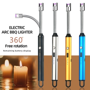 028 antivento Elettrico Ricaricabile Arco Più Leggero con LED di Visualizzazione Della Batteria Lungo Collo Flessibile USB Candele più leggero - Product Image 1