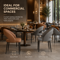 Fauteuil de salle à manger moderne à dossier ouvert et incurvé, assise en cuir rembourrée avec pieds en métal pour restaurant, café, hôtel
