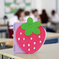 Mini cahier à spirale brodé en peluche fraise