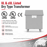 Transformateur Buck-Boost Triphasé UL1561 CSA 208 à 230V, Transformateur Élévateur 208/120V vers 230/133V pour VFD, Industrie Commerciale et CVC