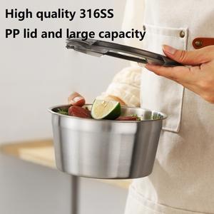 Maxcook Boîte de rangement ronde en acier inoxydable 316SS Contenant alimentaire avec couvercle pour <span class=keywords><strong>camping</strong></span> cuisine nouveau-nés Boîte à lunch - Product Image 5