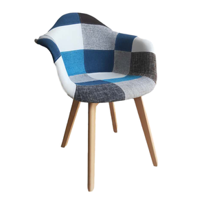 Chaise de salle à manger nordique en bois, tissu coloré, design <span class=keywords><strong>patchwork</strong></span>, à dossier haut, pour salon et café - Product Image 5