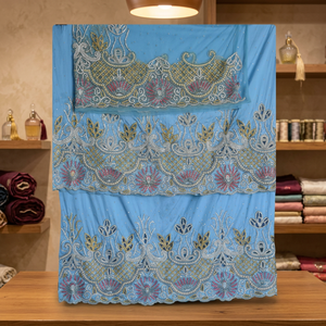 Elegante Pañuelo Africano George con Cuentas Bordadas, Pañuelo de Seda Sólida, Gele Sego de Terciopelo, Prenda de Moda - Product Image 2