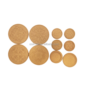 Kukesi แผ่นรองหม้อไม้ก๊อกแม่พิมพ์ทรงกลมที่รองแก้วกาแฟและเครื่องดื่มร้อนเป็นมิตรกับสิ่งแวดล้อมทนทานกันความร้อนสีน้ำตาล - Product Image 3