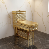 Salle de bain en céramique intégrée régulation de la pression de l'eau toilette dorée style européen P-type piège à eau toilette intelligente