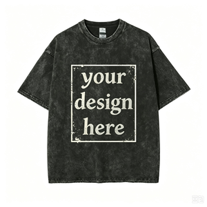 Camiseta de hombre vintage de algodón 100% de alto gramaje, corte holgado, lisa, con lavado ácido, para logotipo personalizado - Product Image 1