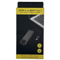 Hub USB C Multiport Kabel USB ke HDTV 5 in 1 Tipe C Hub USB 3.0 untuk MacBook Dell XPS Laptop