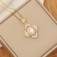 Collier avec pendentif main de Fatima, pierre précieuse naturelle de guérison, plaqué or 18k, en acier inoxydable et Zircon, pour femmes, bijoux