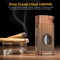 Nuevo Encendedor de Cigarros con Cortador y Punzón, Set de Regalo con Logotipo Personalizado, Encendedor de Cigarros de Aleación de Zinc con Butano, Encendedor de Cigarros de Lujo