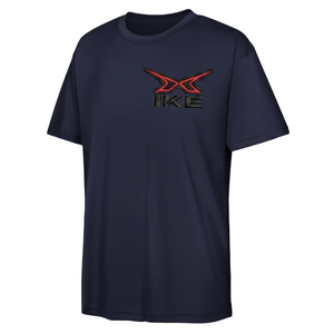 เสื้อยืดแขนสั้นสีน้ำเงินกรมท่าสำหรับผู้ชาย Hike impex พิมพ์ลายโลโก้ X สีแดงด้านหน้า ทรงลำลอง ใส่สบาย ผ้าฝ้ายเจอร์ซีย์ 100% คอกลม - Product Image 1