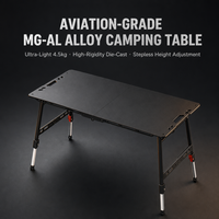 Table de camping ultralégère avec pieds réglables tout-terrain pour le camping en plein air et le glamping, logo personnalisé OEM ODM