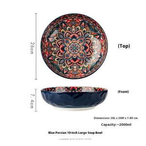 Grand bol à soupe et à poisson en céramique de Bohème Vaisselle de ménage <span class=keywords><strong>pour</strong></span> les fêtes Assiette et bol Vaisselle de vente en gros durable - Product Image 6