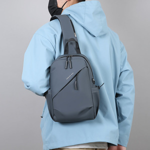 Men's Chest <b>Bag</b> Nylon Waterproof Ultralight Outdoor Leisure Travel Crossbody Backpack Solid Color Large Capacity - Product Image 4