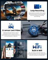 Caméra DVR pour moto à double objectif 1080P avec écran tactile IPS 7'', TPMS, étanche IP67, Carplay et Android Auto