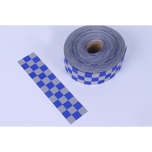 Material de Tela de PVC Reflectante de Alta Visibilidad, Autoadhesivo, con Diseño a Cuadros Azul y Blanco, para Costura y Advertencia, Venta al Por Mayor de EPP - Product Image 4