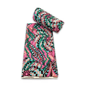 Africain Real Wax Prints Tissu Gold Sequin Brode Wax Cotton Fabric - Product Image 3