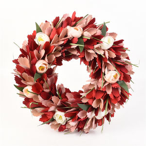 最高品質の赤い手作りホームデコレーションバレンタインデーハートフラワーリース - Product Image 3