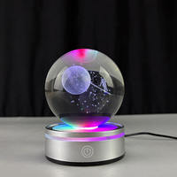 Cadeau d'anniversaire Boule de Cristal Électrique Led Light up Cristal Laser Voie Lactée Boule de Saturne avec Base de Lumière