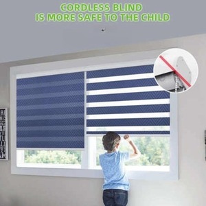 Tenda <span class=keywords><strong>a</strong></span> rullo <span class=keywords><strong>persiana</strong></span> zebra automatica <span class=keywords><strong>a</strong></span> doppio strato, senza fili, con telecomando elettrico, per protezione solare e oscurante. - Product Image 4