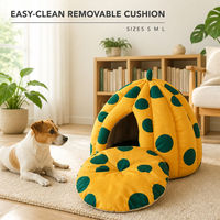 Lit pour animaux de compagnie mignon à pois en forme de citrouille pour chats et chiens, en coton PP doux