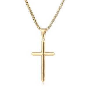 yunnique Stainless Steel <b>Cross</b> Necklace Gold Color 60cm <b>Chain</b> Minimalist Pendant For Women Fashion Jewelry - Product Image 4