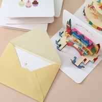 Échantillon gratuit merci bénédiction joyeux anniversaire cartes de vœux mini carte d'invitation universelle 3d pop up impression de cartes-cadeaux de vœux