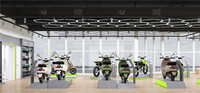 Magasin de cyclomoteur électrique moderne Design d'intérieur Vente au détail Magasin de motocyclettes sur mesure Présentoir de motocyclettes à la mode Décoration de salle d'exposition