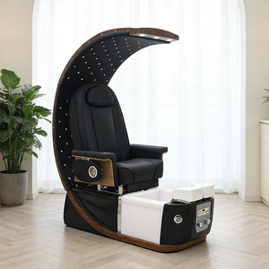 Chaise de spa pour pieds à dossier haut Chaises de pédicure de massage électrique Luxe avec pompe de vidange Lumières colorées Bassin acrylique pour onglerie - Product Image 1