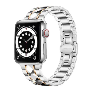 Tali jam tangan pintar baja Tungsten mewah, tali jam tangan logam gelang baja Tungsten mewah untuk jam tangan Apple seri 1234567SE tali jam tangan pintar tahan lama untuk pria dan wanita