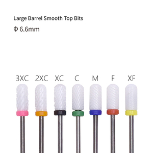 Foret à ongles en céramique blanche de 6,6 mm à grande tige, grains C M F, accessoires de manucure pour salon de beauté, forets à ongles en céramique - Product Image 5