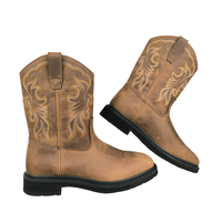 Bottes de sécurité à bout carré, brodées, avec construction Goodyear, en cuir de vachette Crazy-Horse de 10 pouces, style cowboy western, personnalisables, de marque